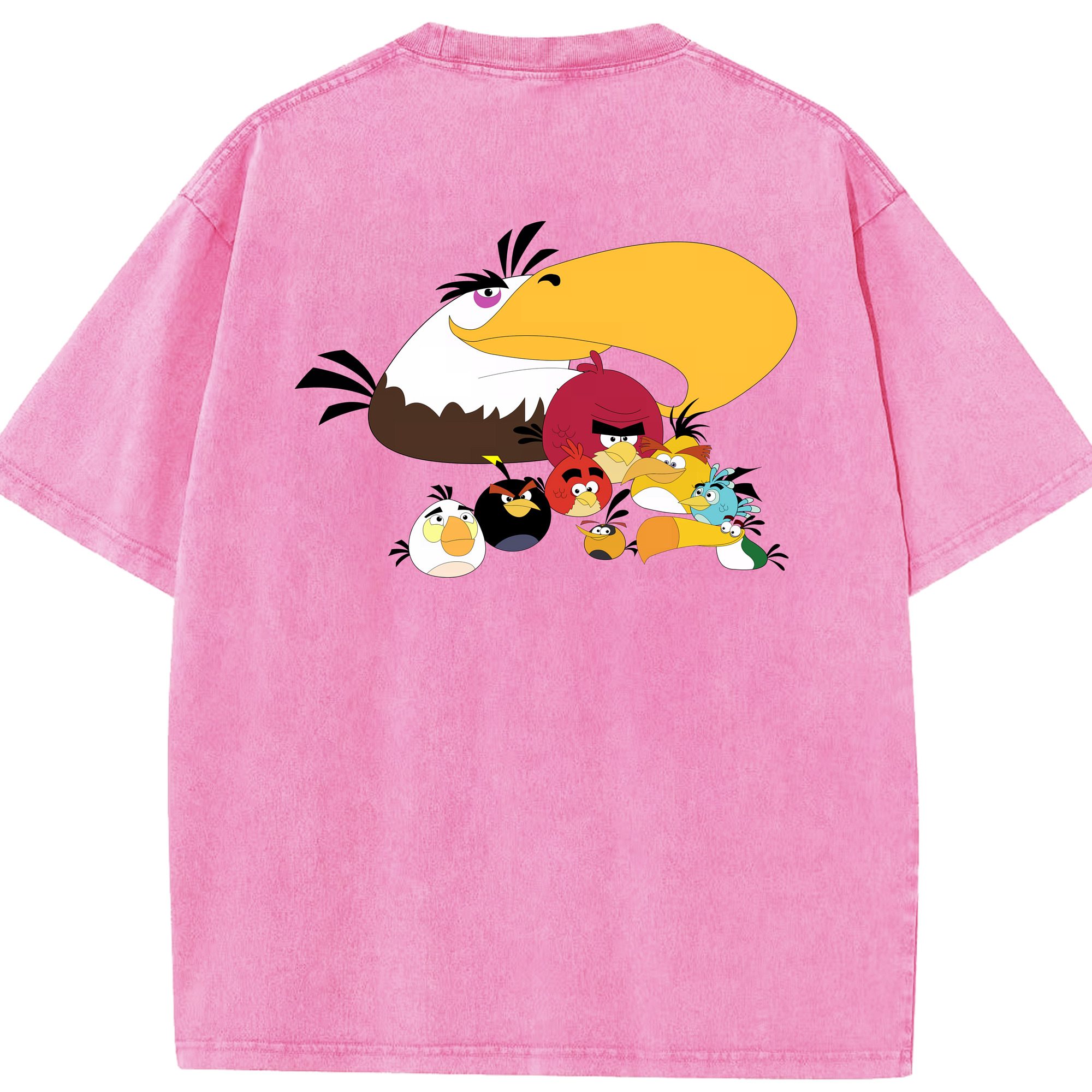（画像用） Angry Birds アングリーバード 綿100% ヴィンテージ風 半袖Tシャツ（背面プリント）